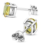 5x7mm Oval Prong-Set Citrine Stone Sterling Silver Stud Earrings - e446